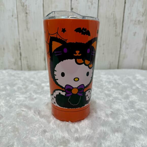 Hello Kitty Halloween Orange Stainless Steel Tumbler Black Cat Bat Spider 2024 - Picture 1 of 7